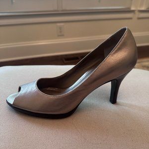 Cole Haan Peep Toe Pewter High Heels